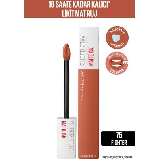 Super Stay Matte Ink Likit Mat Ruj - 75 Fighter - Kahverengi - 1